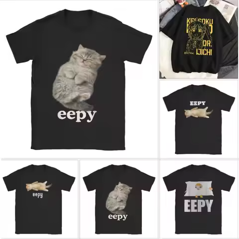 Women T-Shirt Eepy Cat Sleepy Cat Meme Awesome Tee Shirt Short Sleeve T Shirts Round Neck Clothing G