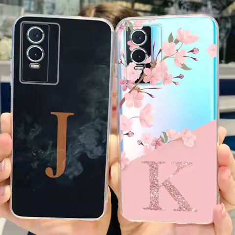 For Vivo Y76 5G Case Vivo Y76s V2156A Stylish Letters Cover Soft Silicone Phone Cases For Vivo Y74s 