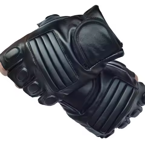 Men's Black PU Leather Gym Glove Sport Fitness Cycling Glove Half Finger Driving Glove Guantes Luvas