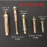 Sleeve Anchor Wall Expansion Bolt Iron Plug 1/4"x 2", 5/16"x 2-5/16, 3/8"x 3", 3/8"x 4-1/2", 1/2"x 4