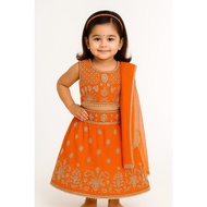 Ready Stock - Orange Trending Kids Lehenga Choli  / Lehenga Choli For Girls / Lehanga Kids / Kids Le