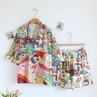 ชุดนอน Muslin Pajamas Silk Satin รุ่น My happy place (W2179 V2179) | ชุดนอนชุดเที่ยวชุดนอนผู้หญิง