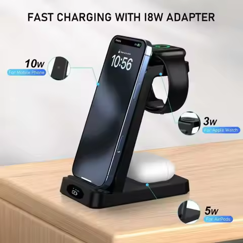 3 in 1 Wireless Charger Desktop Charging Stand Qi Wireless Charger For iPhone 12-17 iWatch Earbuds F