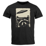 Men'S T-Shirt Ufo Raccoon Aliens Photo Print Print Shirt Front Print Fashion