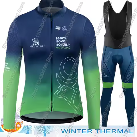 2026 Novo Nordisk Team Cycling Jersey Set USA Men Winter Long Sleeve Bicycle Clothing Suit Bike Road