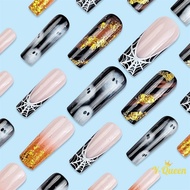 24 Piece French Gradient Spider Web False Nail Tips CY834 B7 Press On Nails Self Adhesive Style Desi