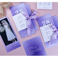 Wedding Invitation Korean Simple Customized Multicolor Texture Purple Letter Lucky Draw Coupon 1010 