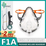BMC F1A Full Face Mask Free Headgear Clips For CPAP Auto CPAP Bipap Machine COPD Anti Snoring Sleep Apena Sleep Aiding Therapy