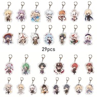 Genshin Impact Keychain set,29 Pack Acrylic Genshin Impact Figure Keychain Cute Feature Design Keyri