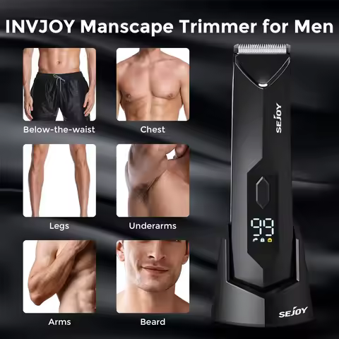 SEJOY Body Pubic Hair Trimmer for Men With Standing Recharge Dock,Balls Women Lady Shaver Hair Remov