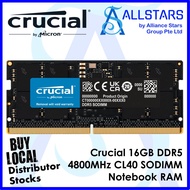 Crucial 16GB DDR5 4800MHz CL40 SODIMM / Notebook RAM (CT16G48C40S5) (Warranty Ltd Lifetime with Conv