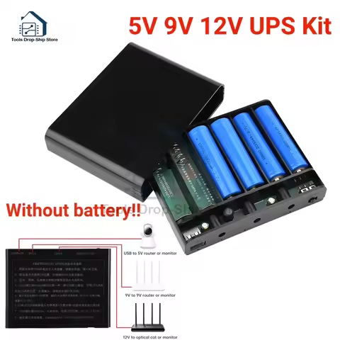 5V 9V 12V Output 6x 18650 Battery UPS Uninterrupted Power Supply DIY Power Bank Box for House Router