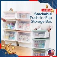 THE 28/42/54L Large Capacity Storage Box With Transparent Lid Stackable Toy Snack Storage Cabinet