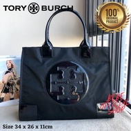 [ORIGINAL] TORY BURCH Ella Tote Nylon Tote Black Tas Tory Burch