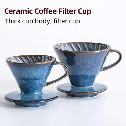 1-4 People Use Ceramic Coffee Filter Cup Reusable Filters Coffee Maker V-Shaped Funnel Dripper Filte