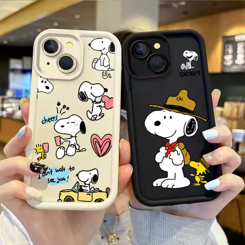 Fashion Cartoon Snoopy Phone Case For iPhone 16 Pro Max Case 15 14 13 12 11 Pro XR X XS Max 8 7 Soft