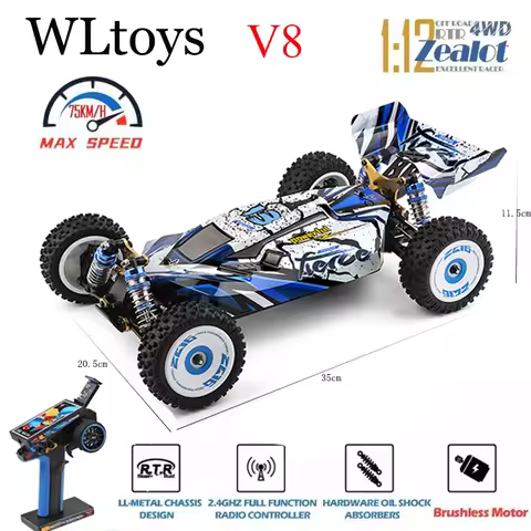 Wltoys New 124017-V8 1/12 2.4G Racing RC Cars 4WD Brushless Motor 75Km/H High Speed Remote Control O