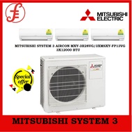 MITSUBISHI SYSTEM 3 AIRCON MXY-3H28VG/3XMSXY-FP13VG 3X12000 BTU3X12000 BTU