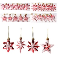 Christmas Tree Decoration Special-Shaped Polygonal Star Decoration Five-Pointed Star Decoration Red 