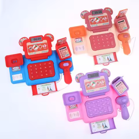 Sounds and Lights Cash Register Set for Role-Playing Games Among Children and Parents.