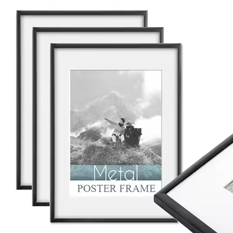 Picture Photo Frame Metal 30x40 40X50 50x70cm Black for Poster Wall Art Display With Mat Plexiglass 
