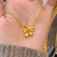 24K golden necklace Bell Pendants Gifts 999 pure gold silver jewelry necklaces goddesses birthday