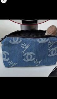 唯一💖Chanel 牛仔布 化妝袋 vip gift 專櫃贈品  散紙包 掛袋 coins bag 可放耳機 AirPods 唇膏💄 散銀 銀包仔