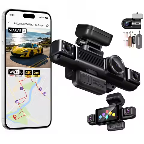 HUPEJOS N600-4CH 4K+1080P DashCam，Dual HDR With STARVIS 2, 24H Parking Mode Built-in Radar, AI Car D
