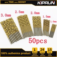 [Ready stock] KIPRUN 50Pcs Set Titanium Coated Drill Bits High Speed Steel Drill Bit Set High Quality Power Drilling Tools for Wood