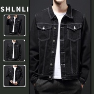 Men's Korean Versatile Denim Jackets Student Trendy Black Coats for Spring Autumn
