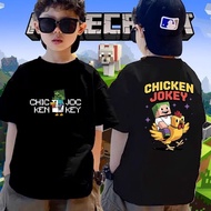Mycraft Children's T-shirt Printed With Minecraft Chicken Pattern Made Of Cotton Short Sleeves Comfo