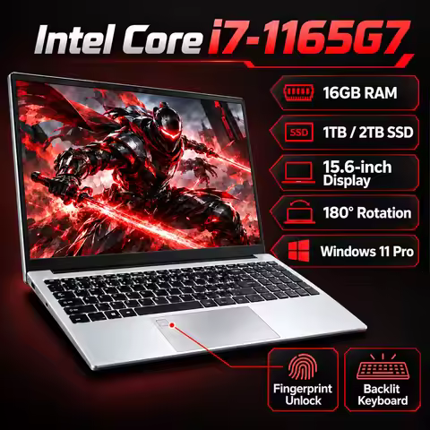 15.6' Windows 11 Pro Laptops Intel Core i7‑1165G7 16GB RAM 1TB SSD Office Gamer Study Notebook Compu