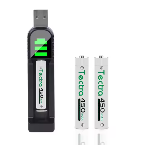 Ni-MH 1.2V 450mAh Rechargeable AAAA Battery & AAAA USB Charger for Surface Pen,Alarm Clocks,Flashlig