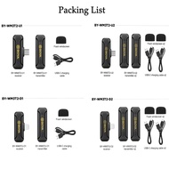 ไมโครโฟนไร้สายลาวาเลียร์ BOYA WM3T2,ไมโครโฟนมืออาชีพขนาดเล็ก2.4GHz เครื่องบันทึกวิดีโอเสียงพกพา50M 1