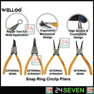 WELLOO CIRCLIP PLIER  7" SNAP RING PLIER EXTERNAL INTERNAL CIRCLIP PLIER WITH STRAIGHT BENT JAW RING
