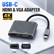 4-in-1 USB-C adapter to HDMI, VGA, USB charging, and USB-C Power Delivery 87W port 4-dalam-1 Penyesu