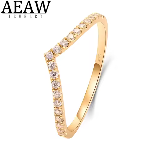 14k Yellow Gold Lab Grown Diamond Ring 0.2CTW Engagement V band CVD HPHT Diamond Wedding Jewelry For
