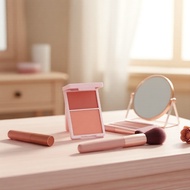 Lakerain Dual Blush in Peach: Cream & Powder Blush - Long-Lasting, Pigmented, Silky, Natural Makeup 
