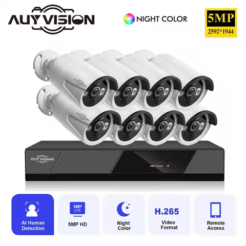 8CH 5MP CCTV Security Video Surveillance Camera System 8CH 5MN DVR 8pcs 2MP Full Color Night Vision 