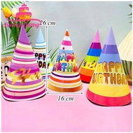 1 Happybirthday Middle Hat 26cm Rainbow Brilliant Print Birthday Accessories