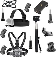 4 in 1 Universal Action Camera Accessories Kit Head Strap Mount/Chest Harness/Selfie Stick/Phone Hol