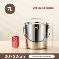 304 Stainless Steel Barrel Sealed Barrel Portable Bucket with Lid Soup Bucket Rice Oil Kindergarten 