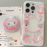 Girl Pink Melody Suitable Samsung s24ultra Phone Case s25+s23+Magnetic s22+Sweet s21fe/s20 Soft Cute