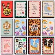 Motivational Kid Positive Affirmation Poster Boho Canvas Painting Vintage Wall Picture Nursery Decor