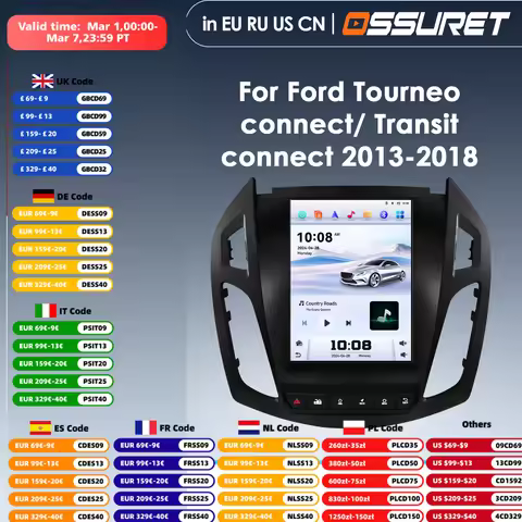 OSSURET 9.7 Inch 4G Wireless Carplay Android Auto Car Radio Multimedia for Ford Transit Connect 2013