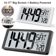 Large Digital Wall Clock Battery Operated Alarm Clock with Date Week Timer for Living Room Bedroom O