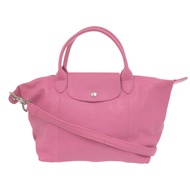 Longchamp 2-way 折疊 Le Pliage Cuir Metis 粉紅色皮革手提包 0682 [二手] 狀況極佳