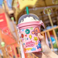 TEMI Electric Bubble Machine Cartoon Milk Tea Cup Bubble Machine Lighting Music Automatic Bubble Blo
