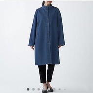 無印良品muji 女有機棉混彈性丹寧大衣-靛藍XS-S