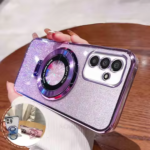M 14 34 54 55 52 Glitter Plating Holder Silicone Case For Samsung Galaxy M14 M34 M54 M55 M53 M52 M23